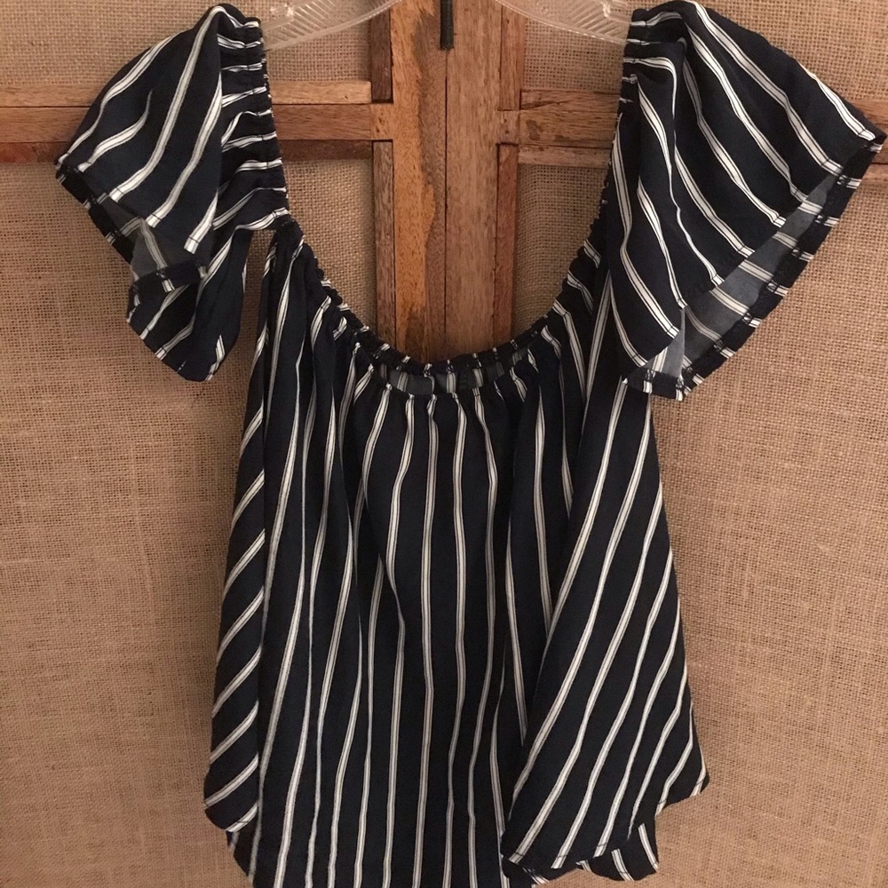 Striped off the shoulder top